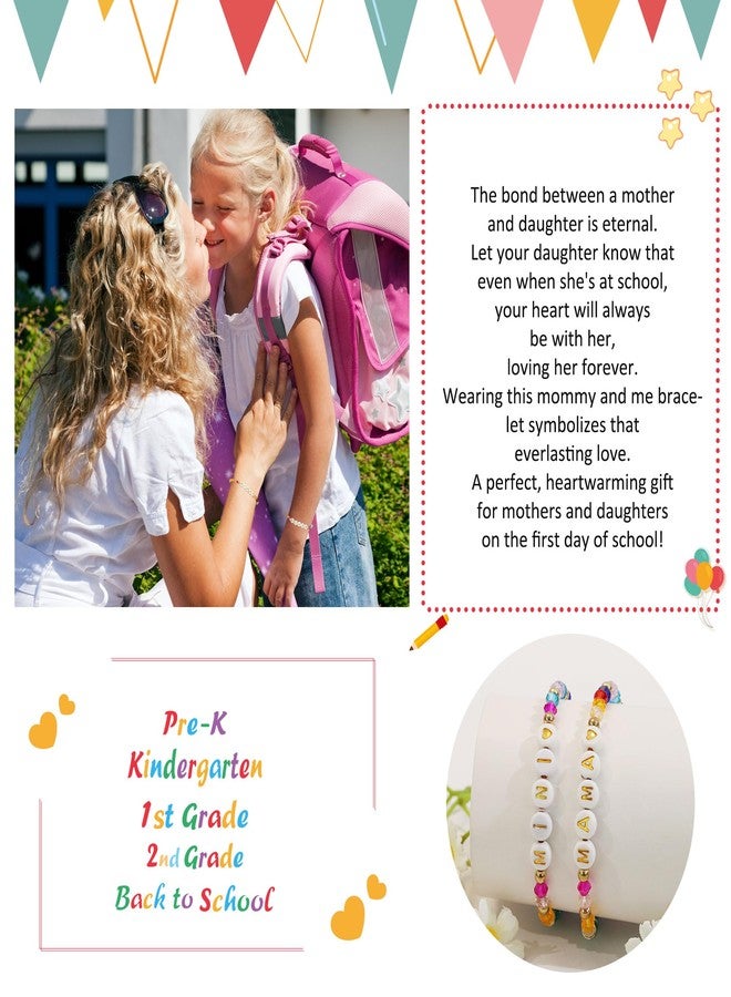 BAYLAY First Day of Preschool Bracelet Gifts - Colorful Beaded Bracelets Mommy and Me Bracelet Back to School Gifts Stuff Supplies Mother and Daughter Bracelets - Image 2
